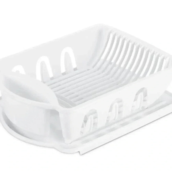 JOEY'Z Heavy Duty Hard Plastic with Dish Rack & Attached Drainboard Cup Holders - Picture 2 of 4